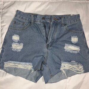 SHEIN Blue Distressed Jean Shorts